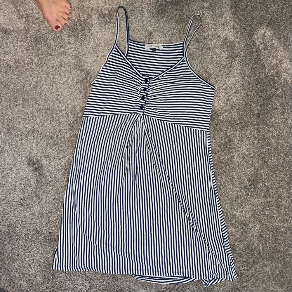 Striped Navy and White Maternity Sun Dress